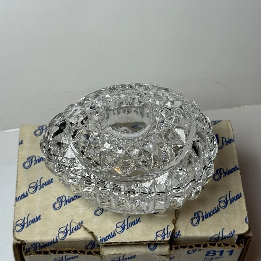 Princess House Egg Shaped Cut‎ Crystal Trinket Box w/ Lid Vintage